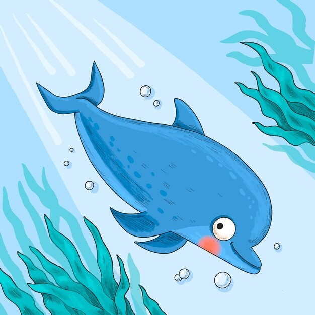 卡通海豚插画