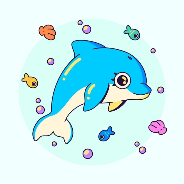 卡通海豚插画