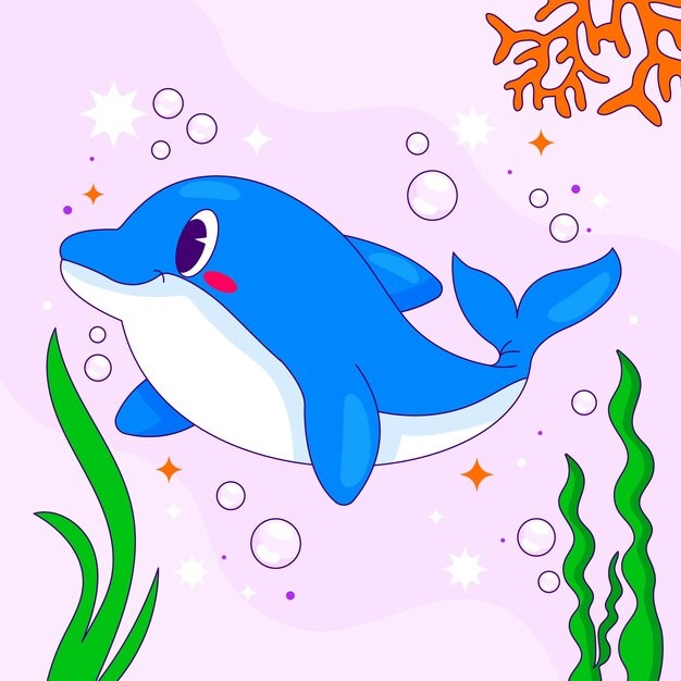 卡通海豚插画