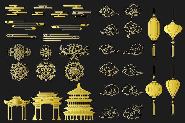 传统中国风装饰花纹设计元素