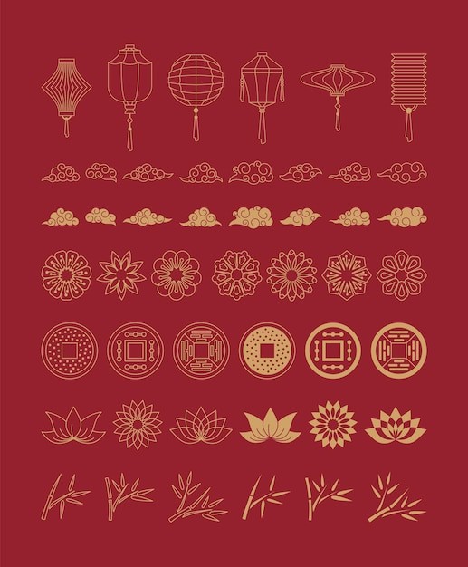 传统中国风装饰花纹设计元素