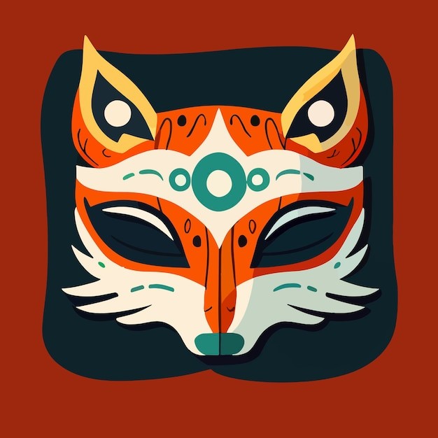 日本狐狸面具插画