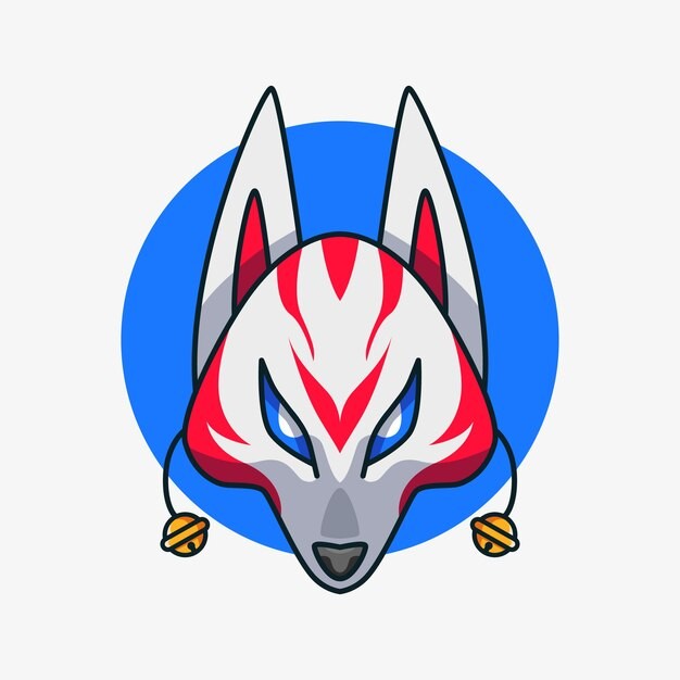 日本狐狸面具插画