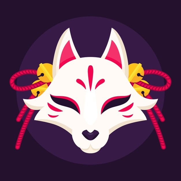 日本狐狸面具插画