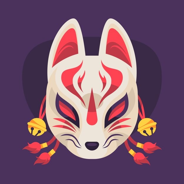 日本狐狸面具插画