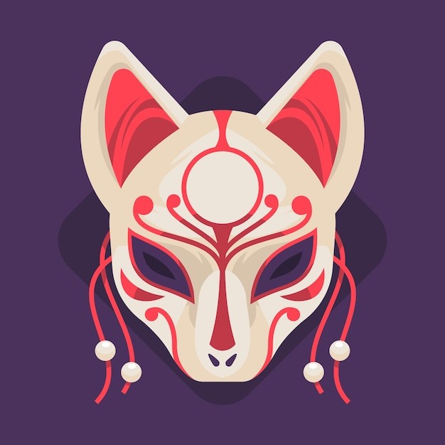 日本狐狸面具插画