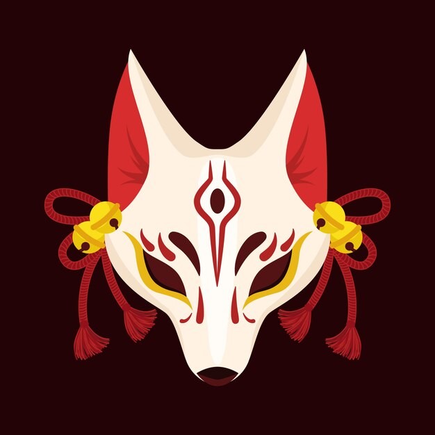 日本狐狸面具插画