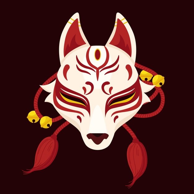 日本狐狸面具插画