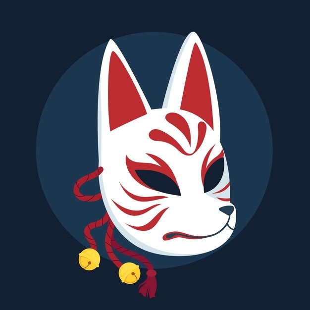 日本狐狸面具插画