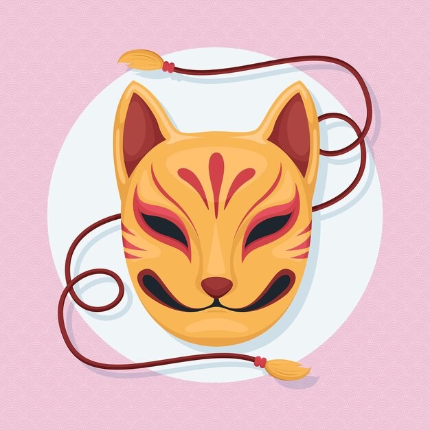 日本狐狸面具插画