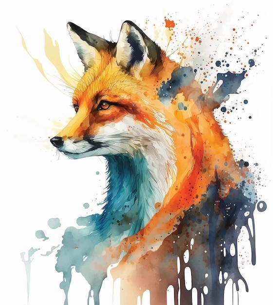 水彩狐狸插画