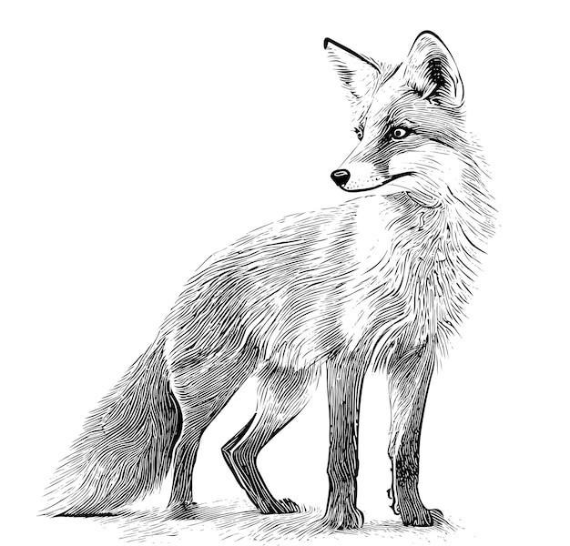素描狐狸插画