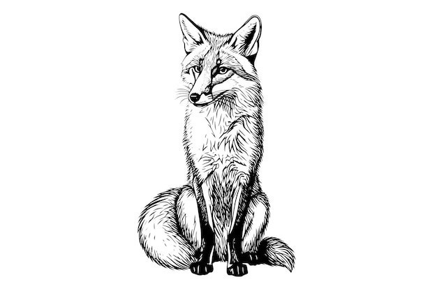素描狐狸插画