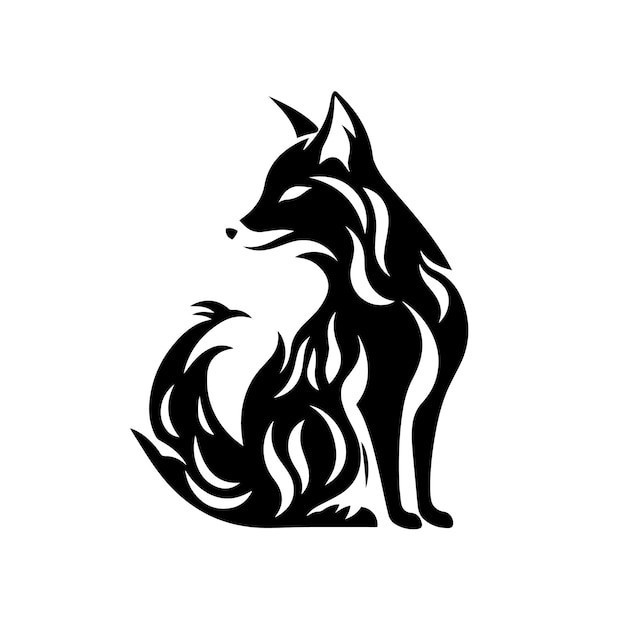 抽象狐狸剪影插画