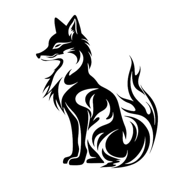 抽象狐狸剪影插画