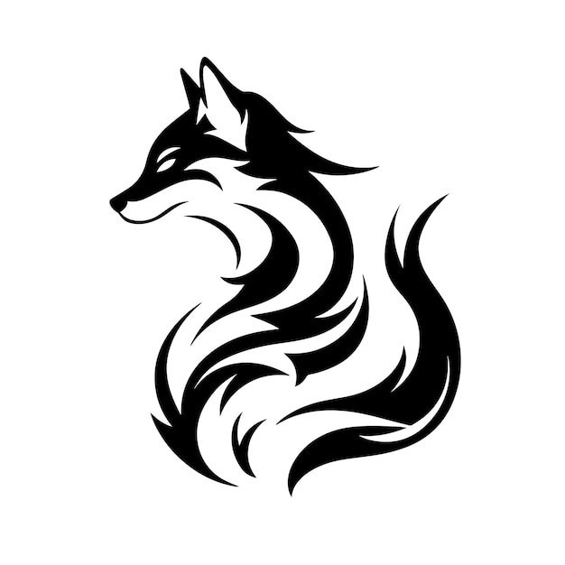 抽象狐狸剪影插画