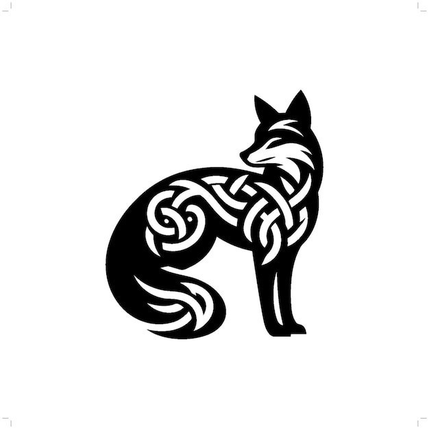 抽象狐狸剪影插画