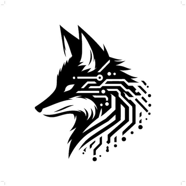 抽象狐狸剪影插画