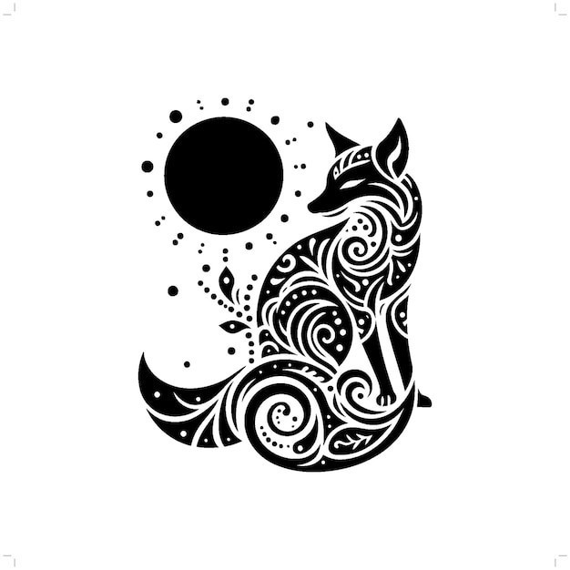 抽象狐狸剪影插画