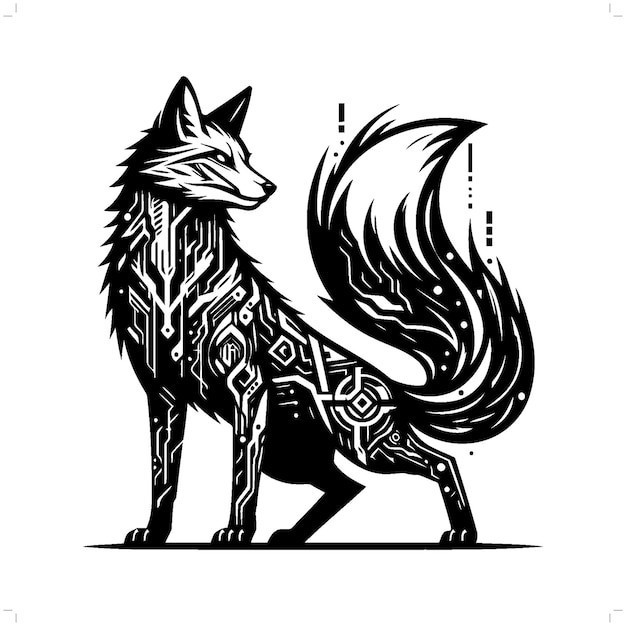 抽象狐狸剪影插画