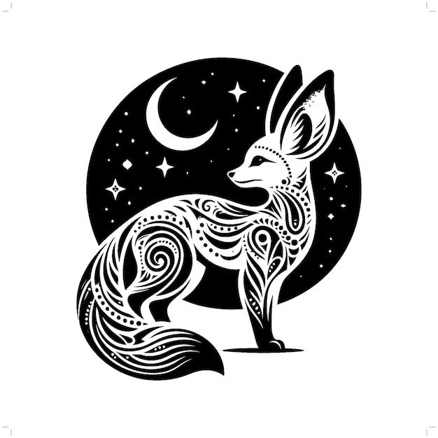 抽象狐狸剪影插画