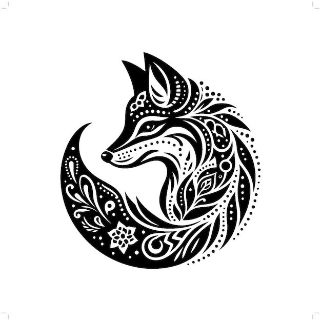 抽象狐狸剪影插画