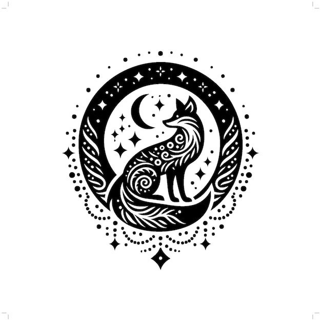 抽象狐狸剪影插画