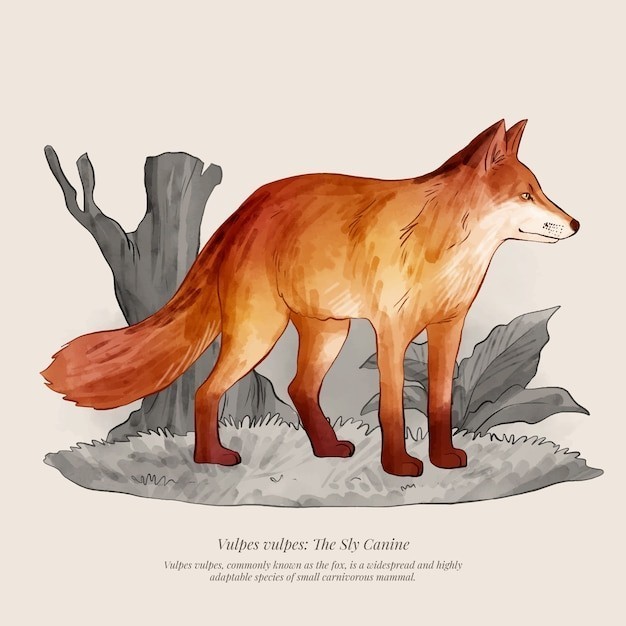 水彩狐狸插画
