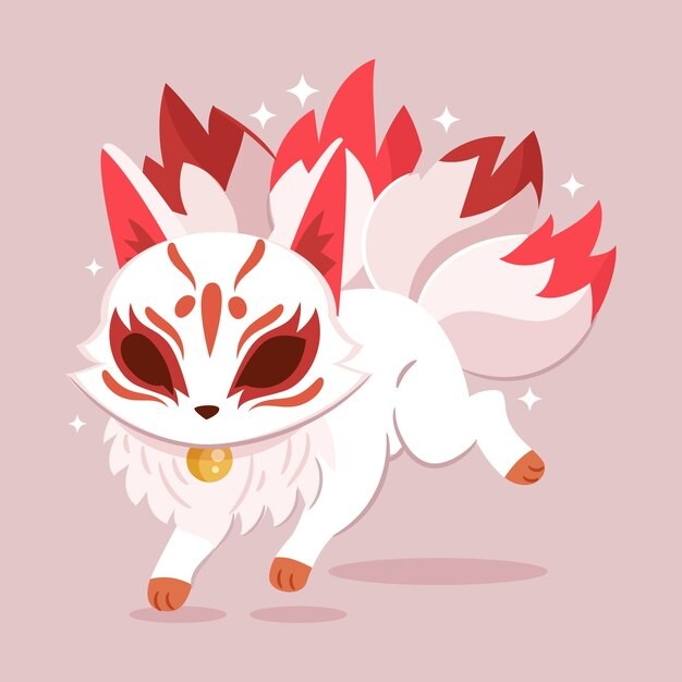 日本日式九尾狐插画