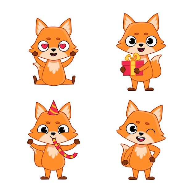 可爱的卡通狐狸插画