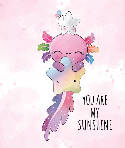 可爱卡通蝾螈插画