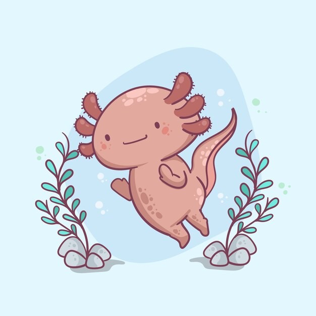 可爱卡通蝾螈插画