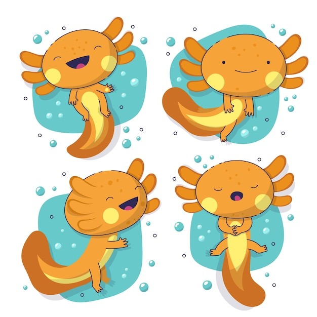 可爱卡通蝾螈插画