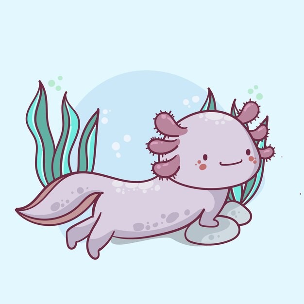 可爱卡通蝾螈插画