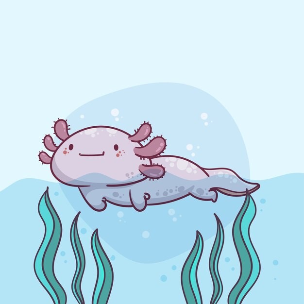 可爱卡通蝾螈插画