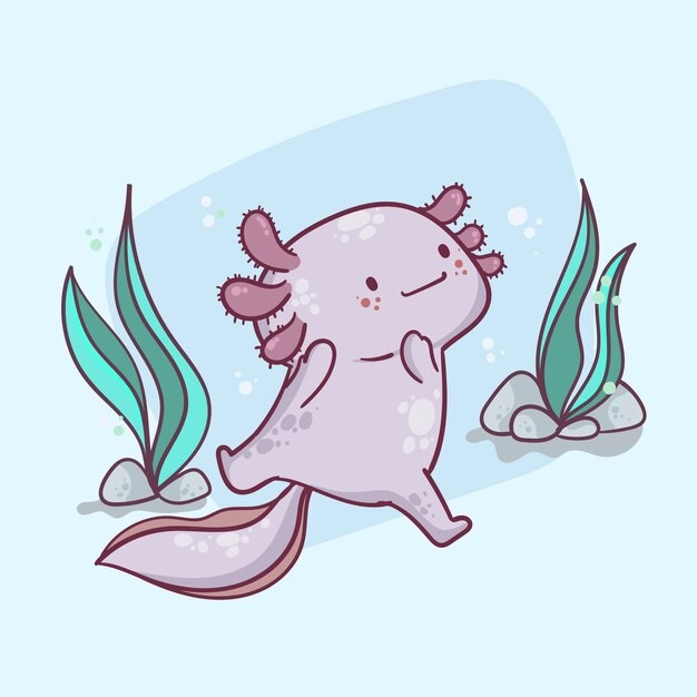 可爱卡通蝾螈插画