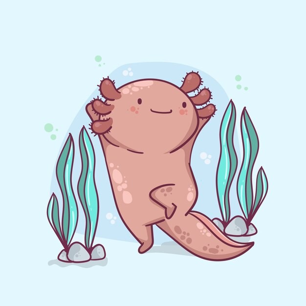 可爱卡通蝾螈插画