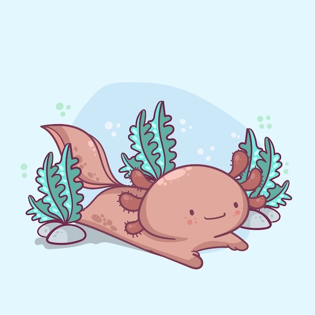 可爱卡通蝾螈插画