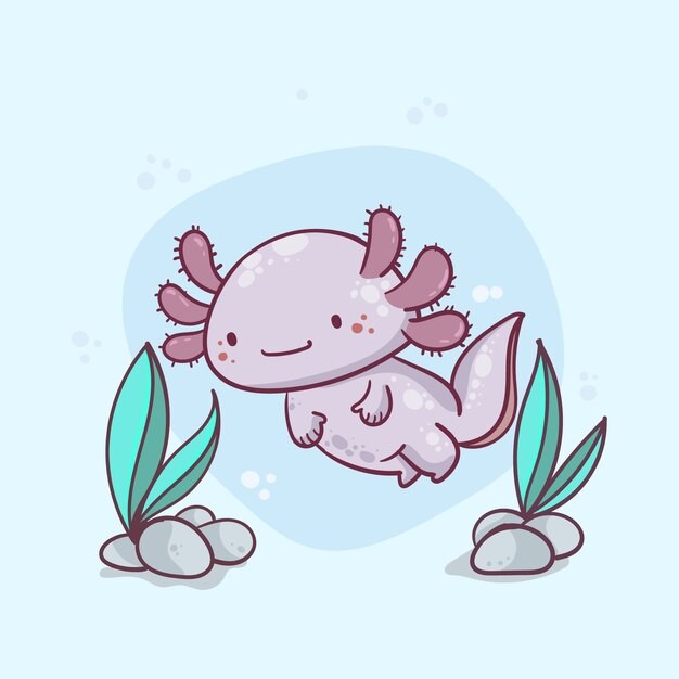 可爱卡通蝾螈插画