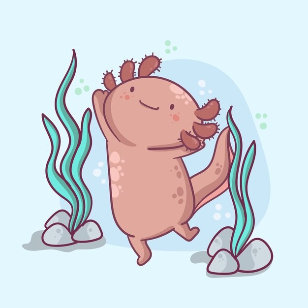 可爱卡通蝾螈插画