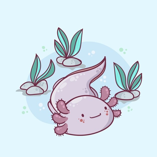 可爱卡通蝾螈插画