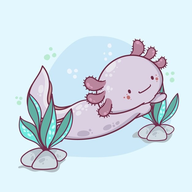 可爱卡通蝾螈插画