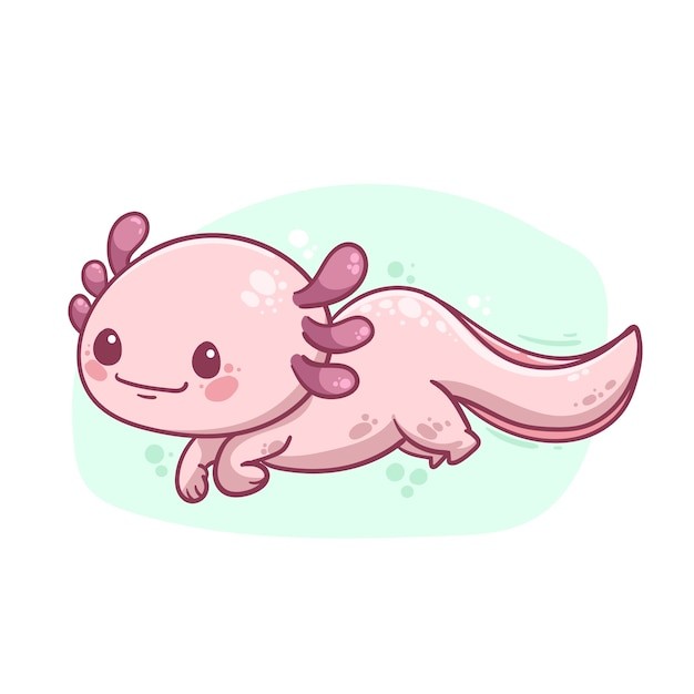 可爱卡通蝾螈插画