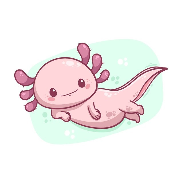 可爱卡通蝾螈插画