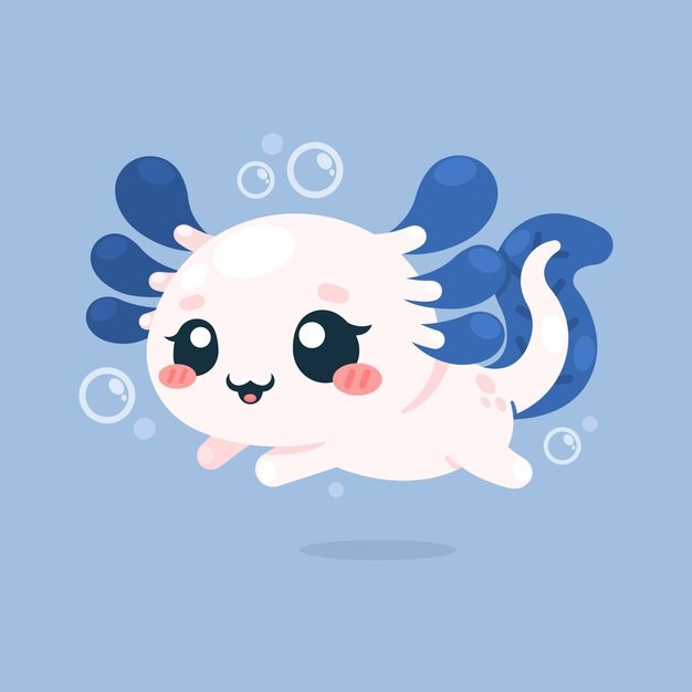 可爱卡通蝾螈插画