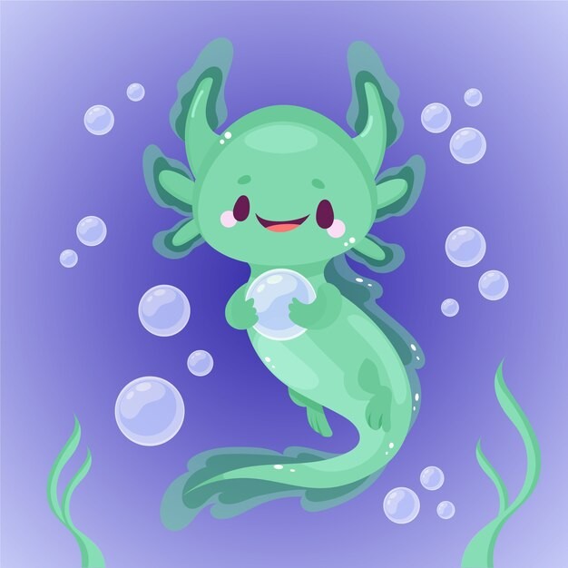 可爱卡通蝾螈插画