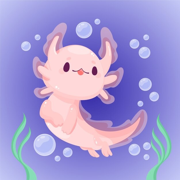 可爱卡通蝾螈插画