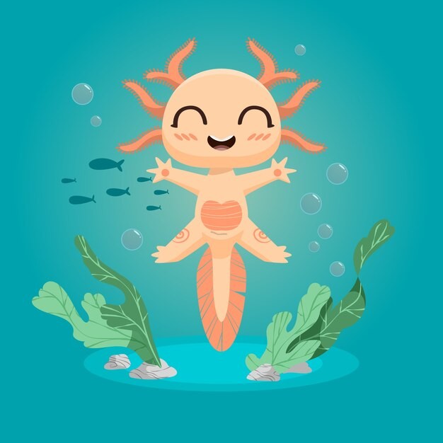 可爱卡通蝾螈插画