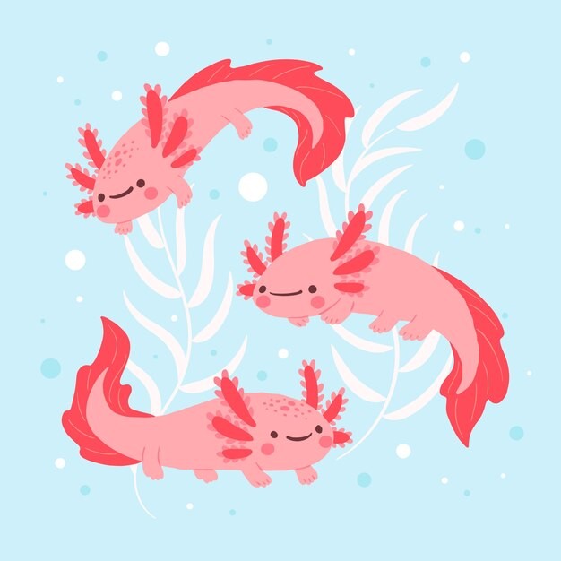 可爱卡通蝾螈插画