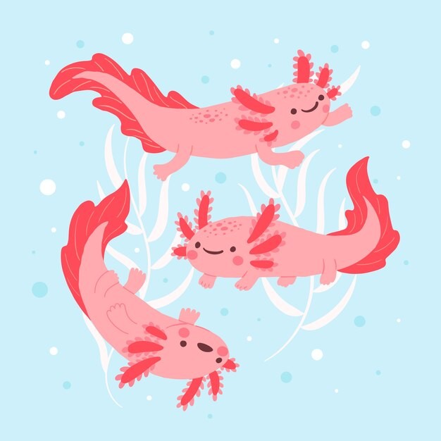 可爱卡通蝾螈插画